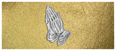 DNSEMP-L-516-GD-SH-GD Silver Praying Hands Shimmer Gold